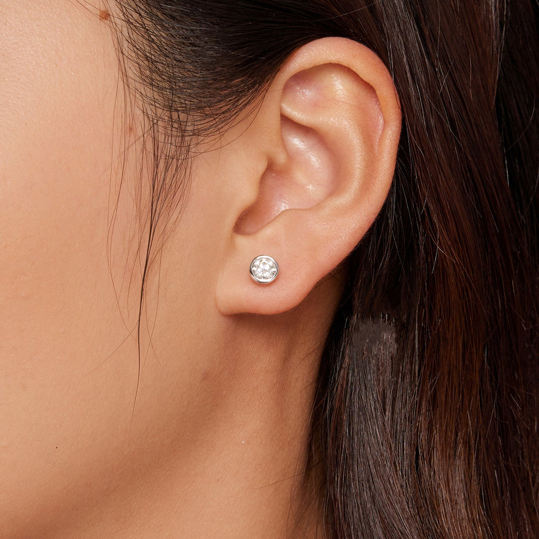 925 Sterling Silver 5.0mm Moissanite Earrings for Women
