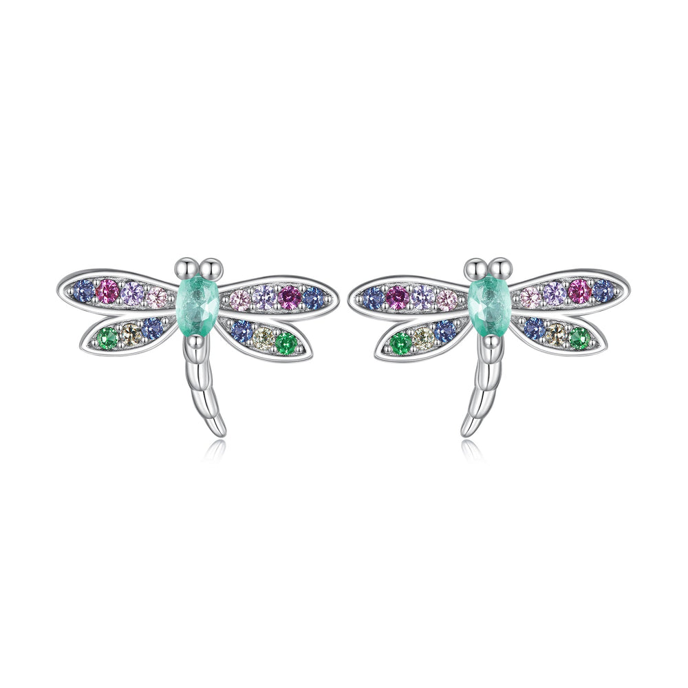 925 Sterling Silver Earrings with Pavé CZ and Transparent Glass