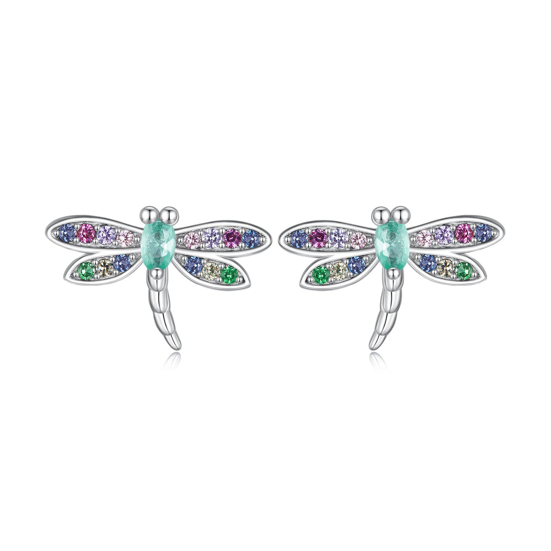 925 Sterling Silver Earrings with Pavé CZ and Transparent Glass