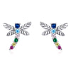 925 Sterling Silver Earrings with Pavé Setting CZ in Oxidized Silver