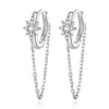 925 Sterling Silver Earrings with Pavé Setting and Platinum Plating, 2.7 x 0.6 cm for Women