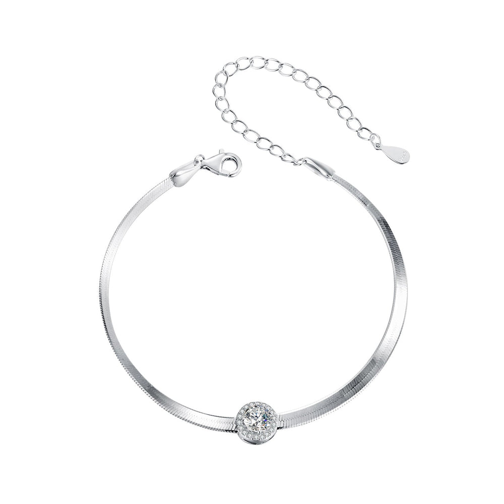 925 Sterling Silver 5.0mm Moissanite Bracelet with White Gold Plating for Women