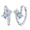 925 Sterling Silver Earrings with Spinel and CZ, 13x7mm, Plated Platinum for Women