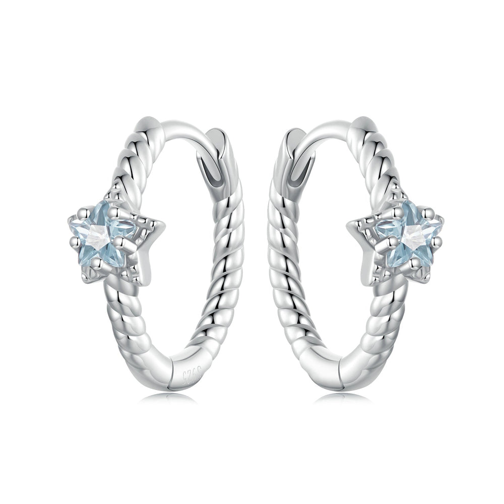 925 Sterling Silver Earrings with CZ and White Gold Plating, 1.3cm for Women