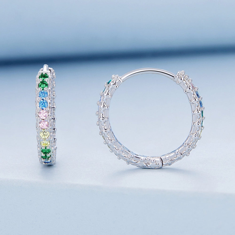 925 Sterling Silver Stud Earrings with CZ in Pavé Setting