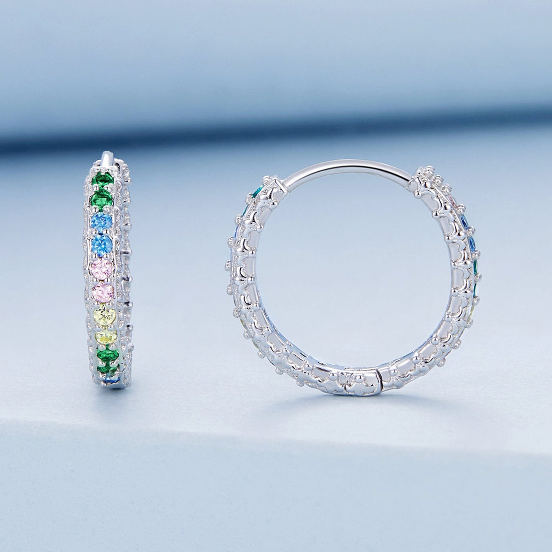 925 Sterling Silver Stud Earrings with CZ in Pavé Setting