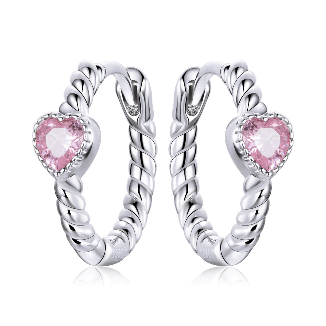 925 Sterling Silver CZ Earrings with Pavé Setting 1.3cm for Women