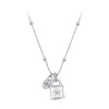 925 Sterling Silver White Gold Plated Necklace with CZ and Nacre for Women