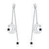 925 Sterling Silver Earrings with Plated Platinum and CZ - 4.4 x 1.0 cm for Women