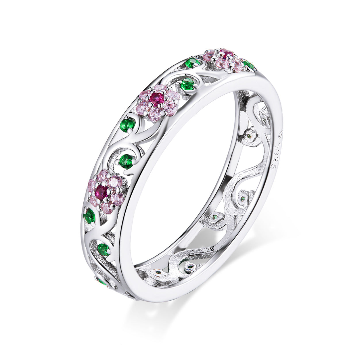 Anillo de plata de ley 925 con pavé de circonitas - Talla 6.0