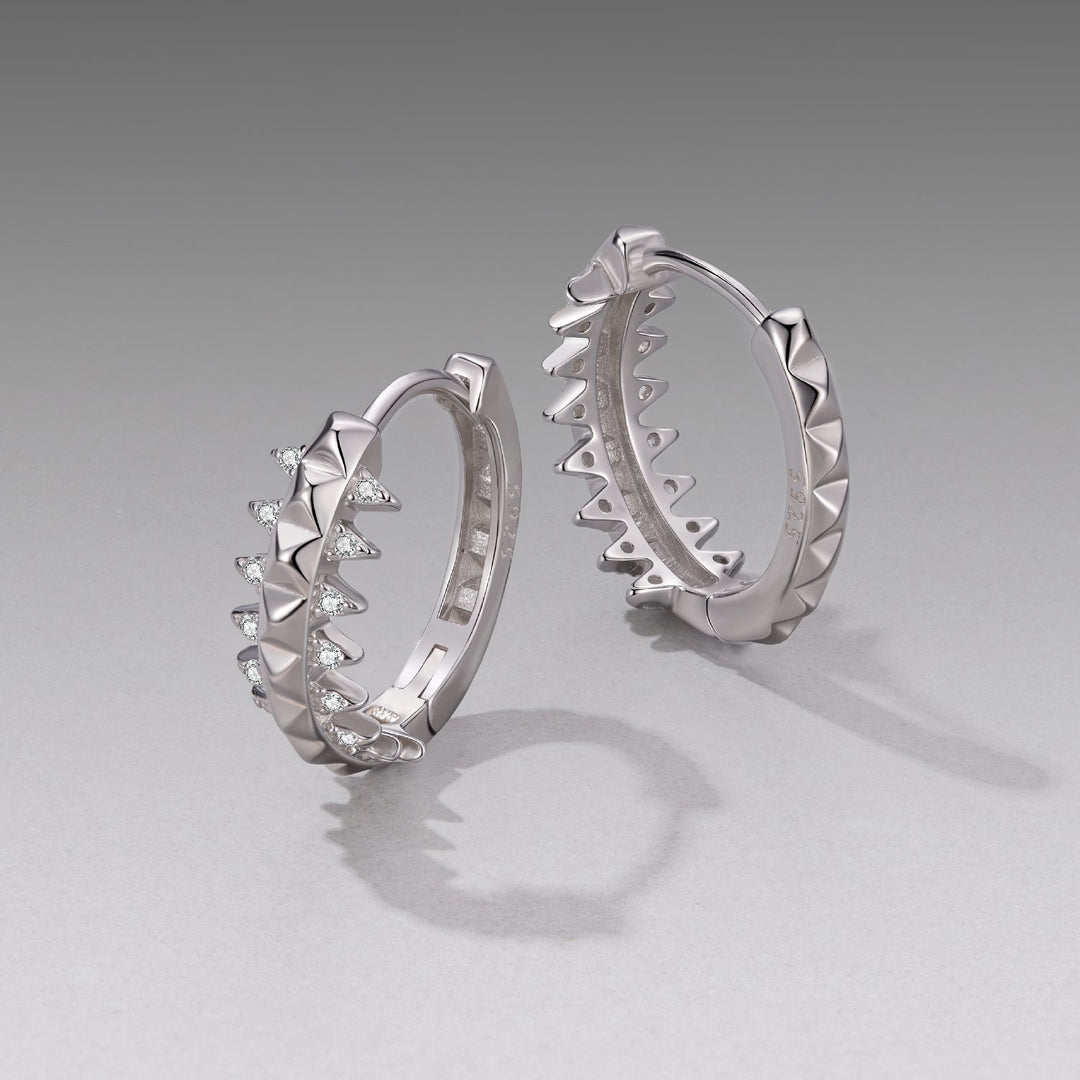 925 Sterling Silver White Gold Plated 1.6cm Pavé CZ Hoop Earrings for Women