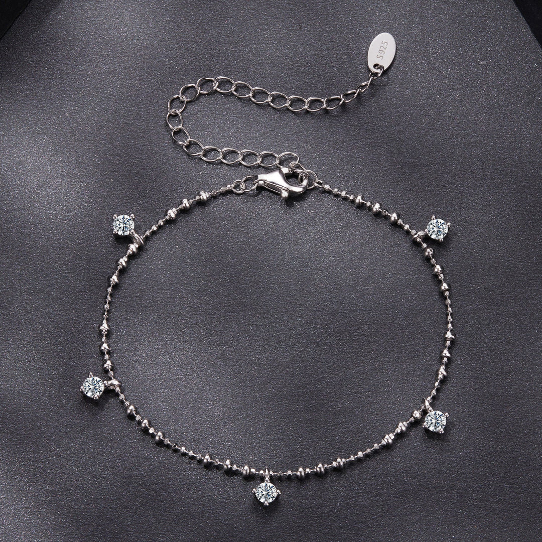 925 Sterling Silver & Moissanite Bracelet for Women - 15+6cm, Plated White Gold