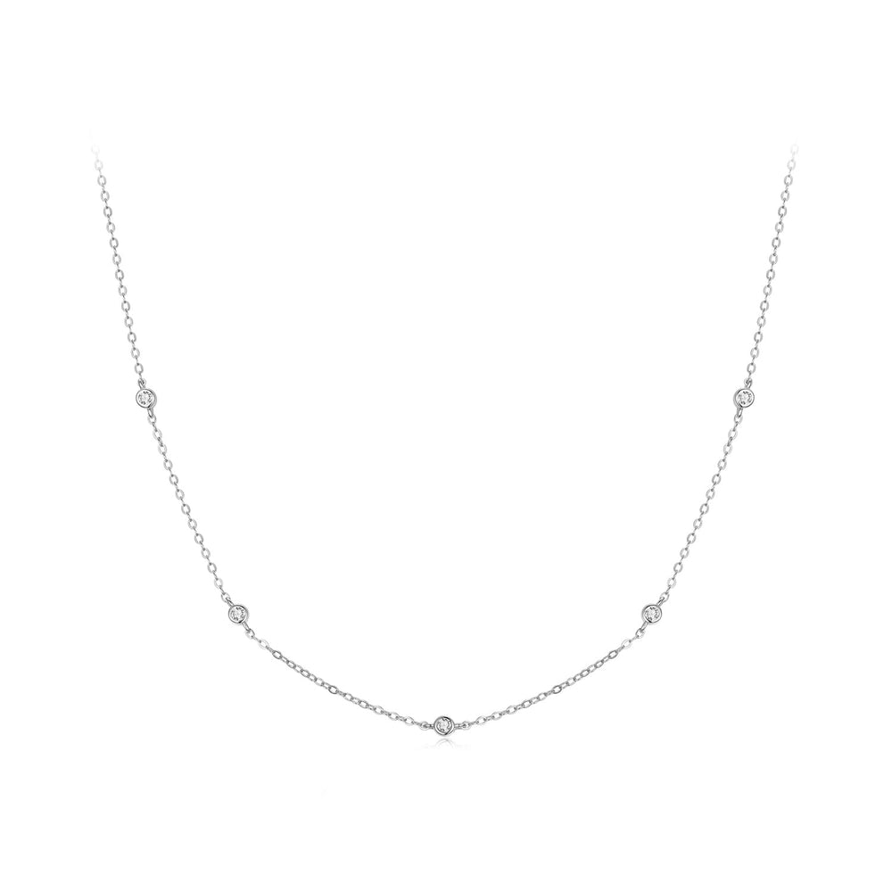 925 Sterling Silver White Gold Plated Adjustable Moissanite Necklace for Women