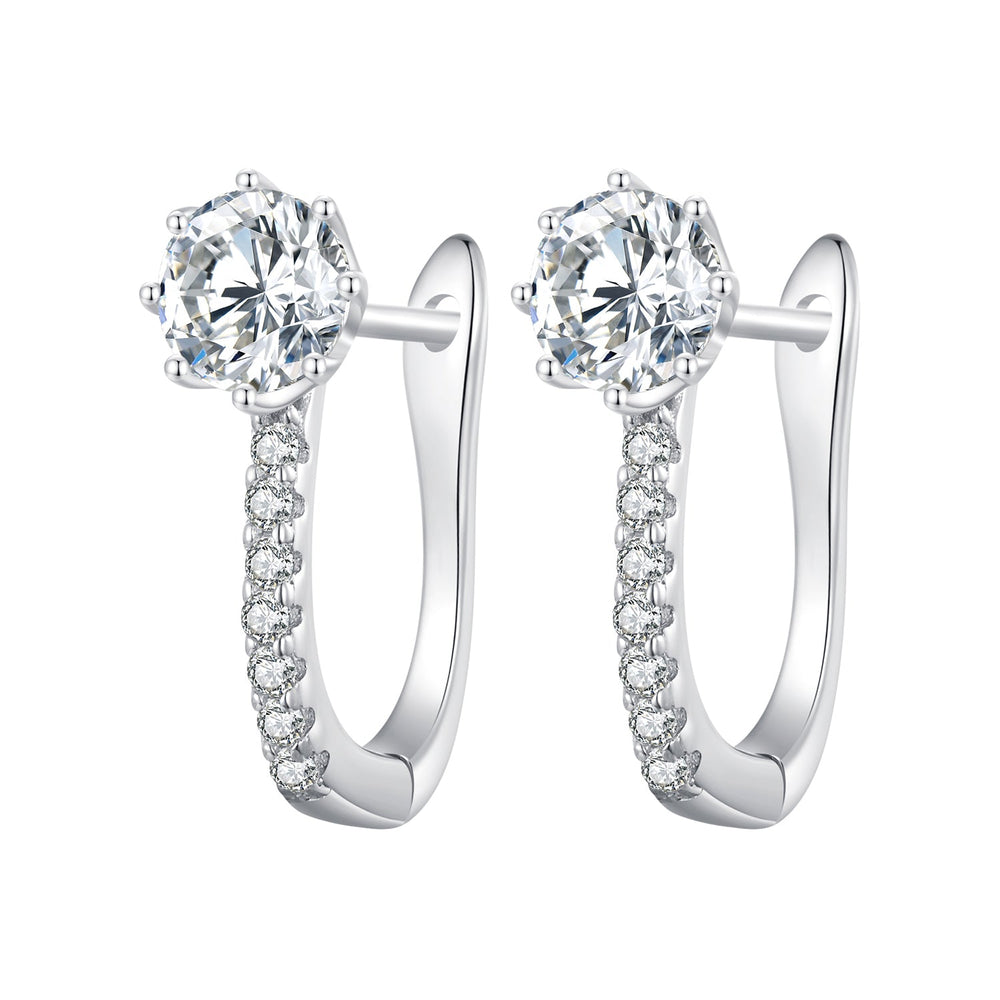 925 Sterling Silver Earrings with Pavé Setting CZ, Platinum Plated, 16x5.5mm for Women