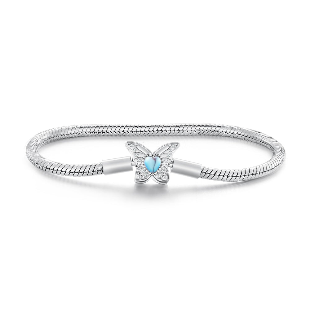 925 Sterling Silver Moonstone Bracelet 17.0 cm Pavé Setting for Women