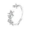 925 Sterling Silver White Gold Plated Pavé Setting CZ Flower Ring for Women