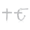 S925 Sterling Silver Earrings with Pavé Set CZ in Platinum Finish