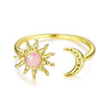 925 Sterling Silver Gold Plated Ring with Synthetic Opal Sun & Moon for Women