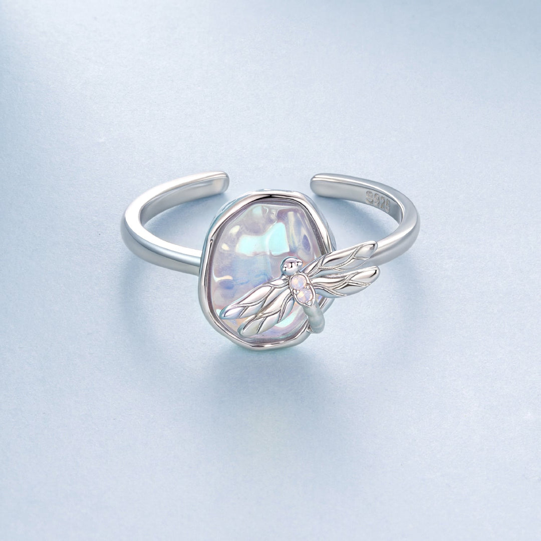 925 Sterling Silver Ring with Nano Opal Stone, 0.15 cm Width for Women