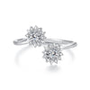 925 Sterling Silver Snowflake Ring with Pavé CZ in White Gold for Women