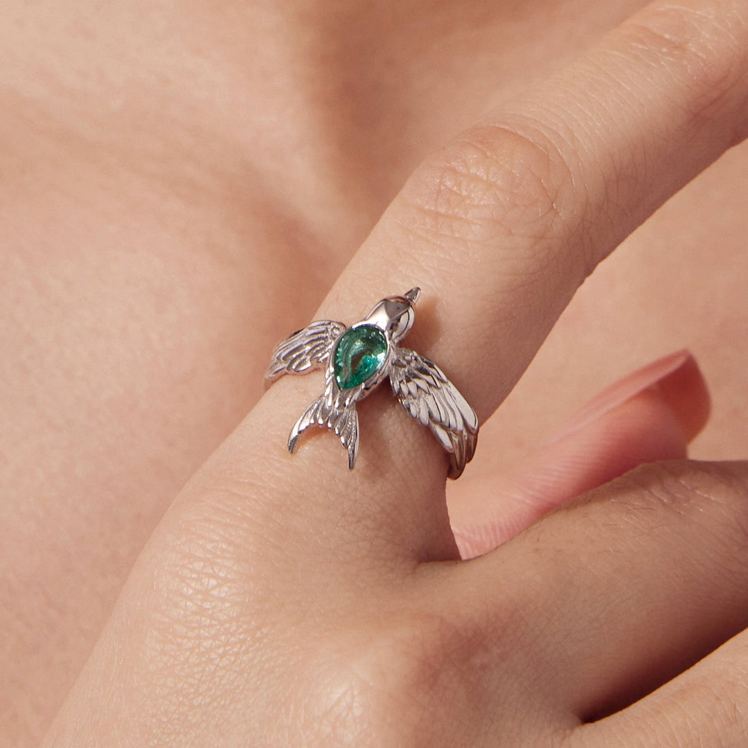925 Sterling Silver Transparent Glass Ring for Women