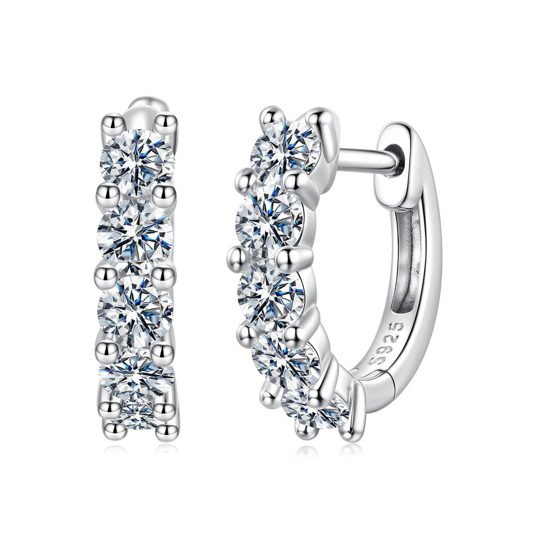 925 Sterling Silver Moissanite Earrings 1.3cm for Women