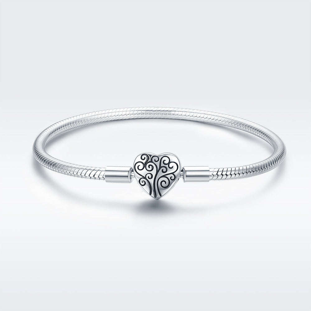 SCB 925 Sterling Silver Bracelet in Classic Style, Size 17.0 for Women