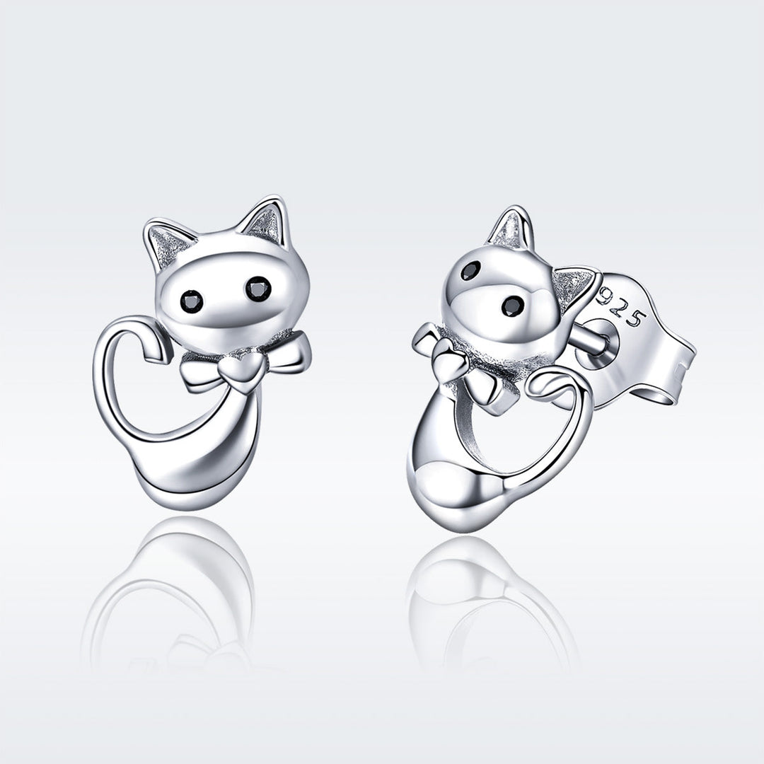 925 Sterling Silver Earrings with Pavé Setting in Oxidized Finish