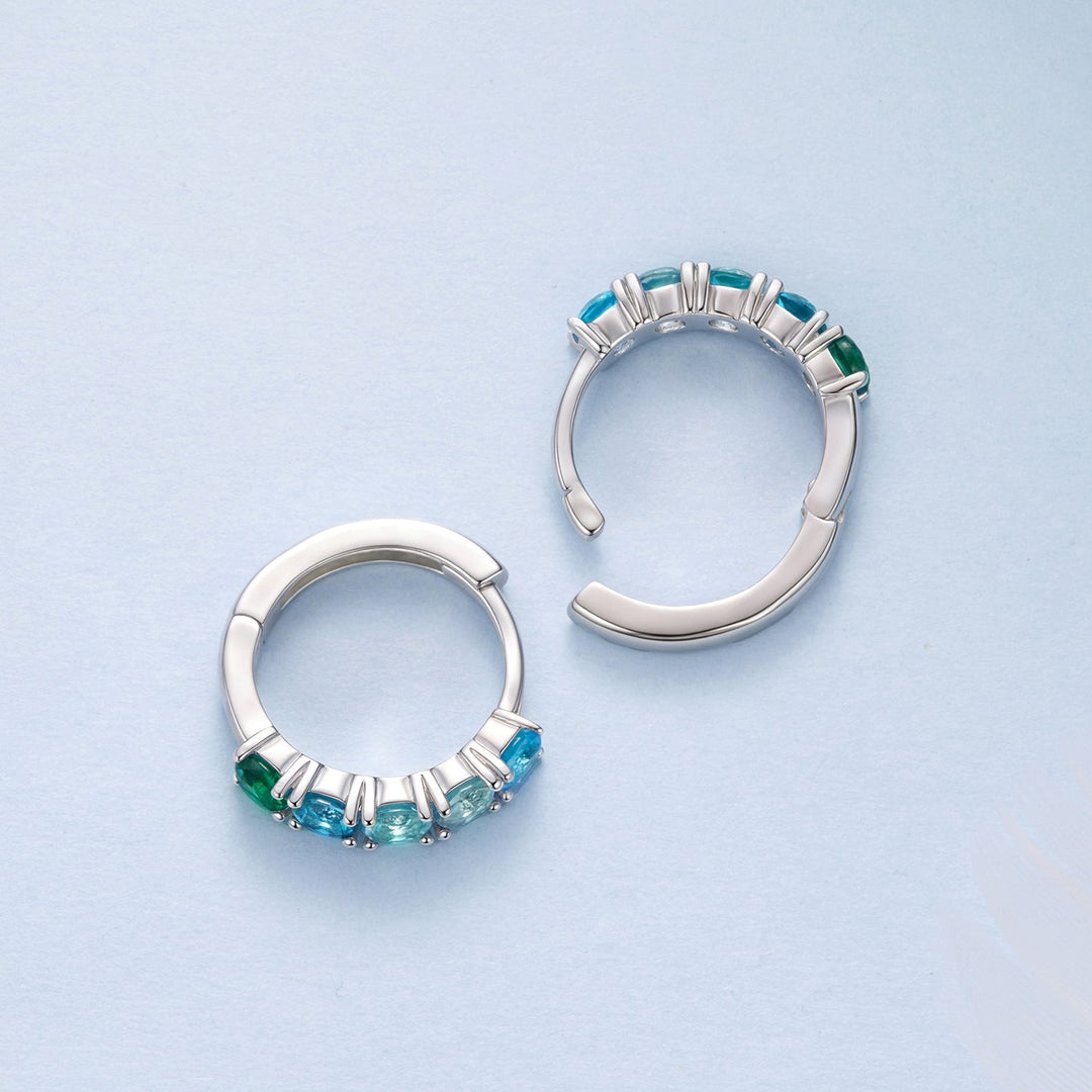 925 Sterling Silver Earrings with White Gold Plating and CZ for Women