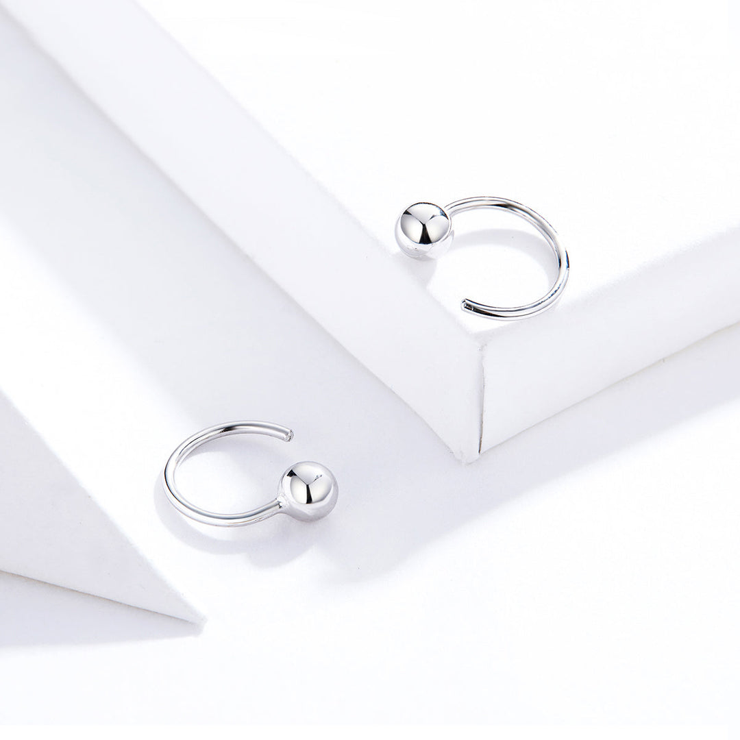 925 Sterling Silver Earrings with Plated Platinum, 1cm Diameter for Women