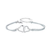925 Sterling Silver Bracelet with Pavé Setting CZ, 170+50mm Length, White Gold Plated for Women