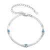 925 Sterling Silver White Gold Plated Multi-Layer Bracelet with Synthetic Turquoise