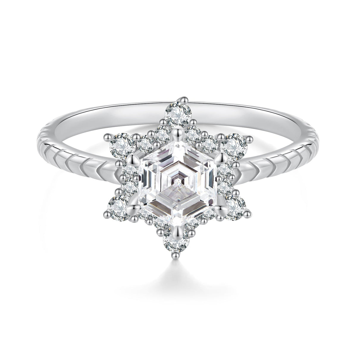 925 Sterling Silver White Gold Plated Ring with Pavé Set CZ, Size 6.0 - image 2 of 9