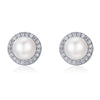 925 Sterling Silver Freshwater Pearl Earrings with CZ for Women