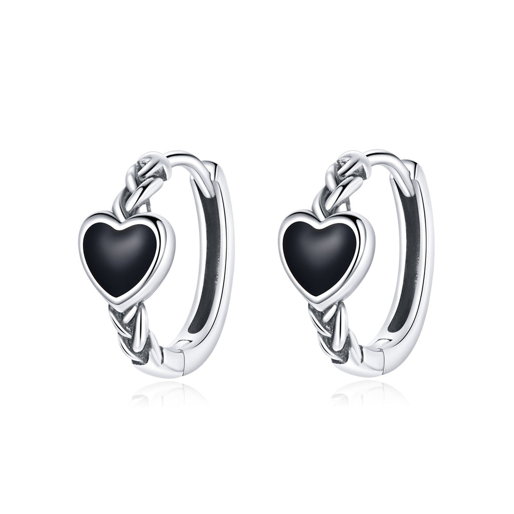 925 Sterling Silver Oxidized Enamel Earrings for Women - 1.2*0.5 cm