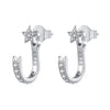 925 Sterling Silver CZ Earrings with White Gold Plating, 1.4x0.5cm for Women