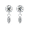 925 Sterling Silver Earrings with Pavé Setting CZ in White Gold - 11*4mm