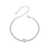 925 Sterling Silver White Gold Plated 8mm CZ Pendant Bracelet for Women