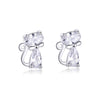 925 Sterling Silver Plated Platinum Earrings with Pavé Setting CZ for Women