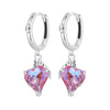 925 Sterling Silver Earrings with Transparent Glass, 28x9mm, Women's Jewelry