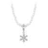 925 Sterling Silver Necklace with Pavé Setting CZ & Transparent Glass for Women