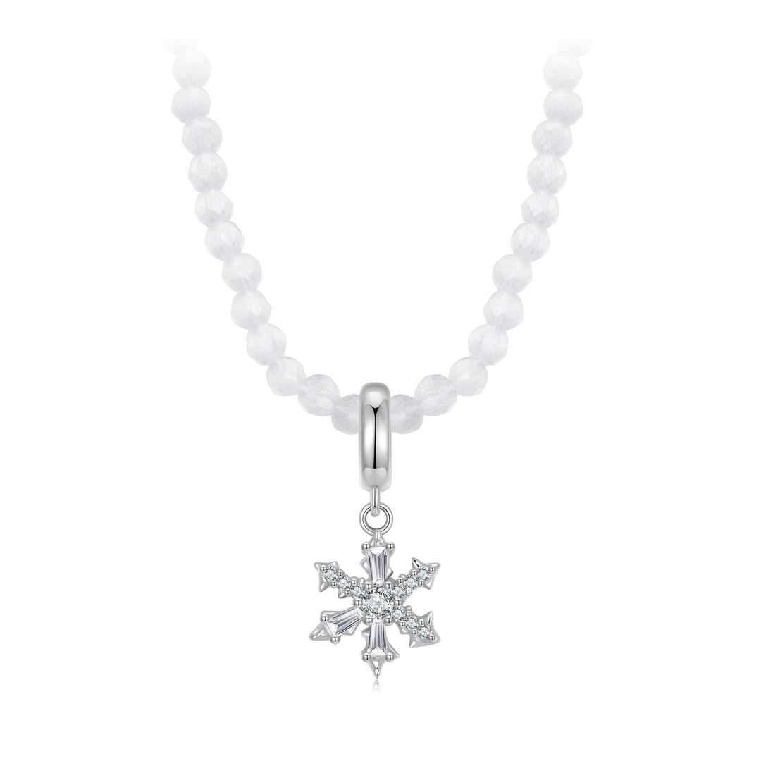 925 Sterling Silver Necklace with Pavé Setting CZ & Transparent Glass for Women