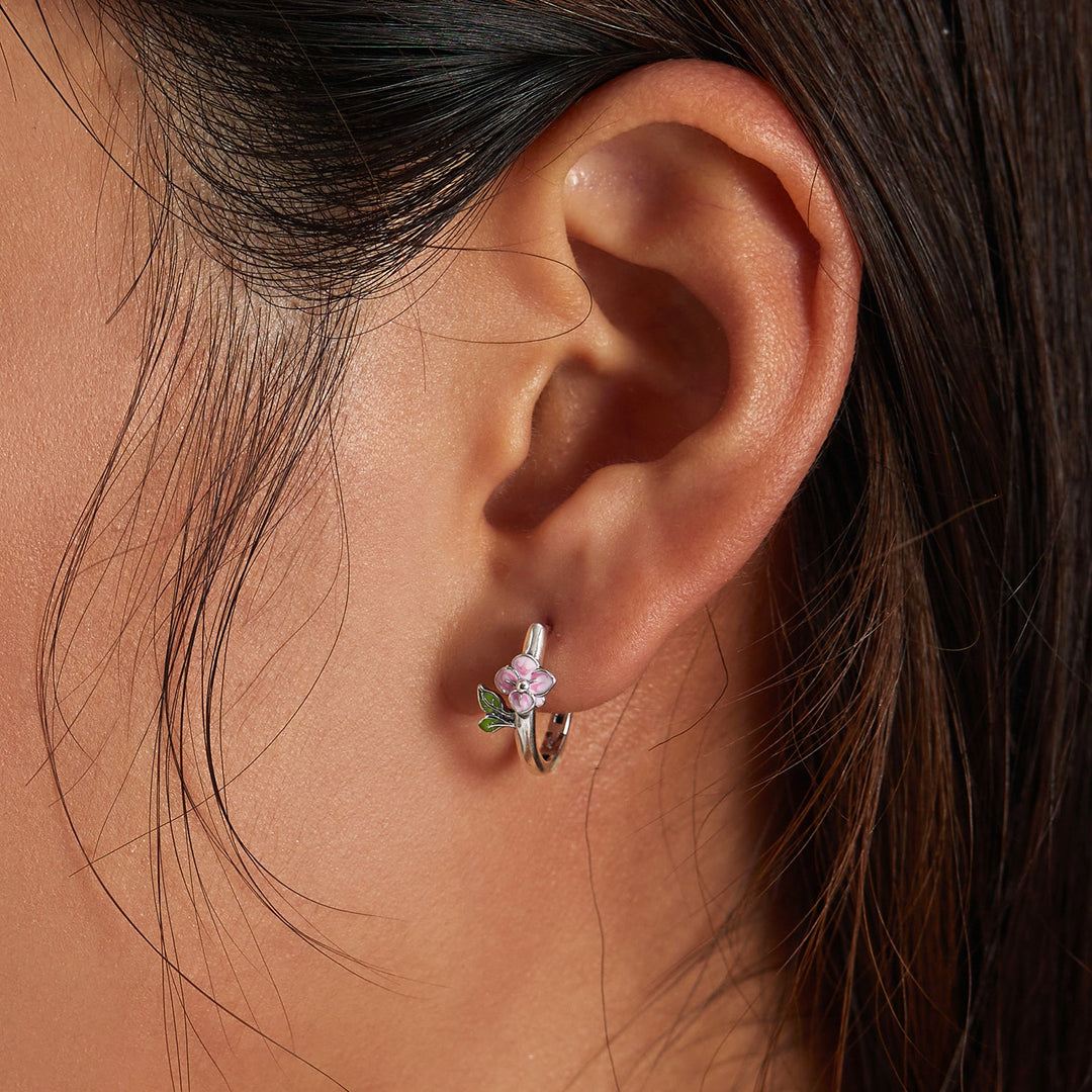 925 Sterling Silver Enamel Oxidized Silver Earrings for Women - 1.5x0.7cm