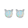 925 Sterling Silver Plated Rose Gold Opal Earrings 0.8cm for Women