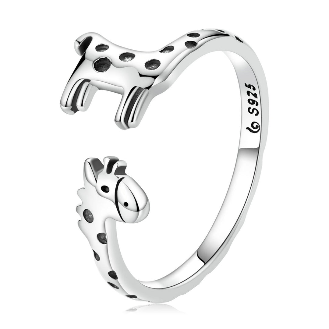 925 Sterling Silver Oxidized Giraffe Ring for Women