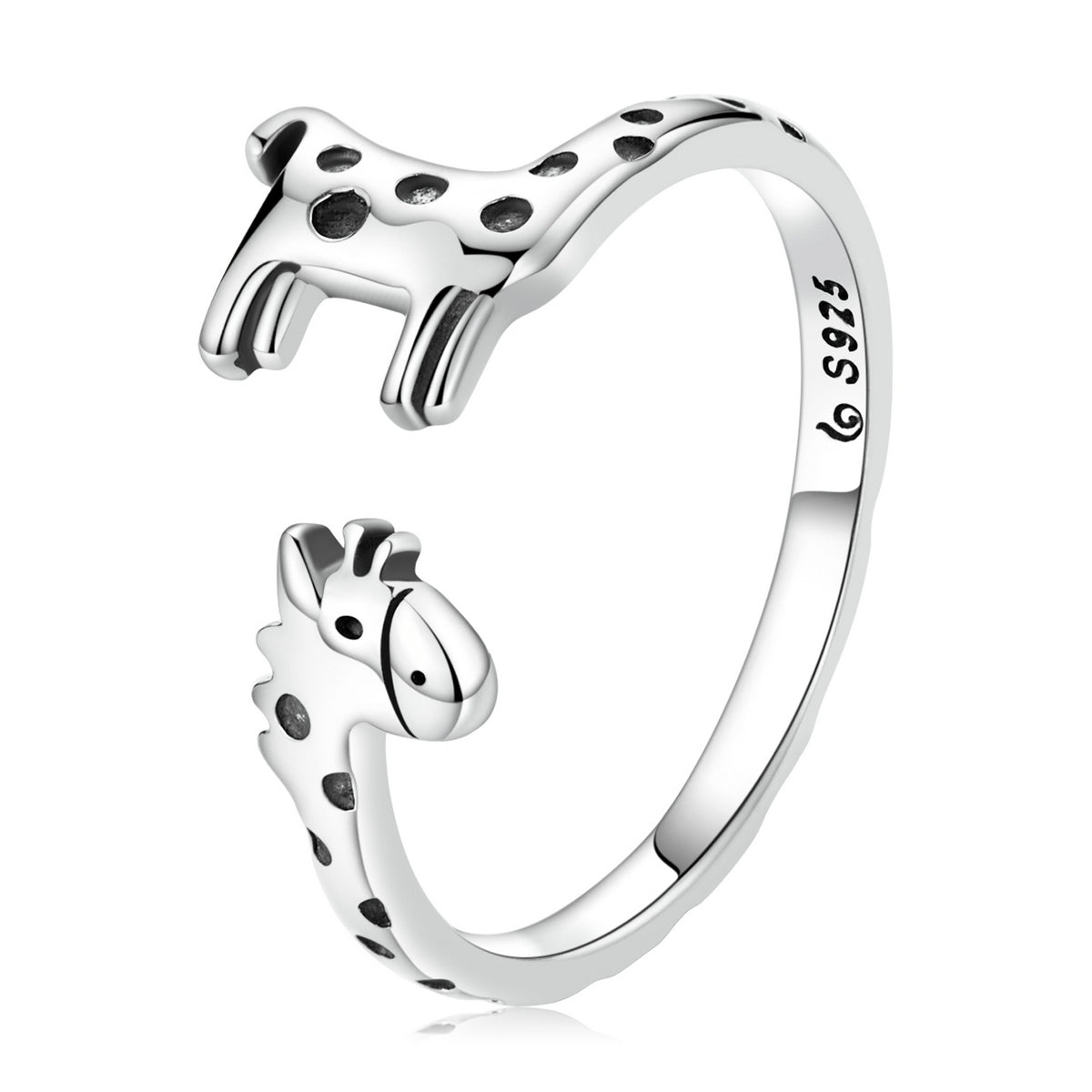 Anillo de jirafa oxidado de plata de ley 925 para mujer