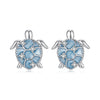 925 Sterling Silver Earrings with Enamel CZ in White Gold, 1.0x0.9cm for Women