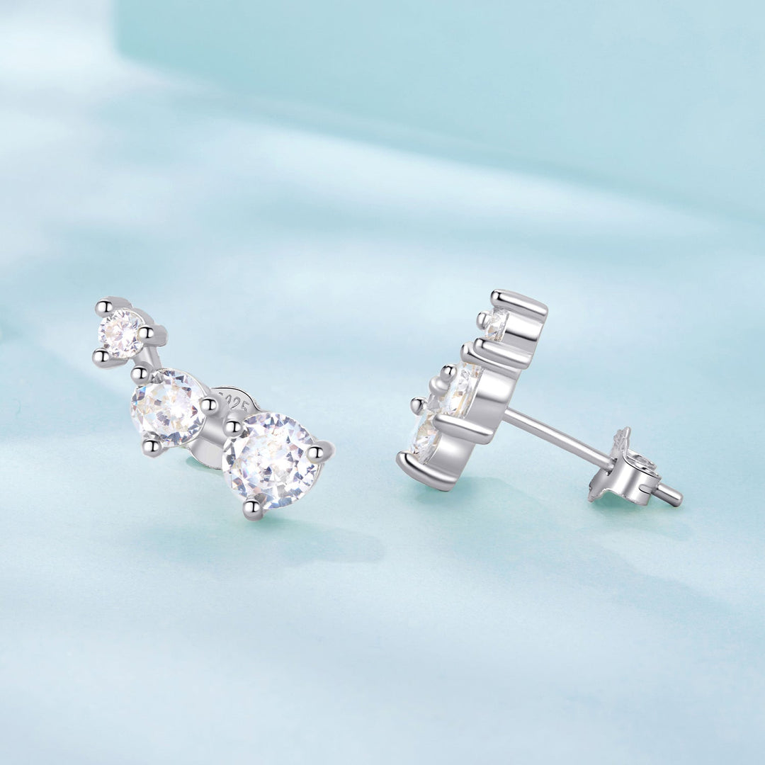 925 Sterling Silver Earrings with Pavé Setting CZ | Size 0.6*1.45cm for Women