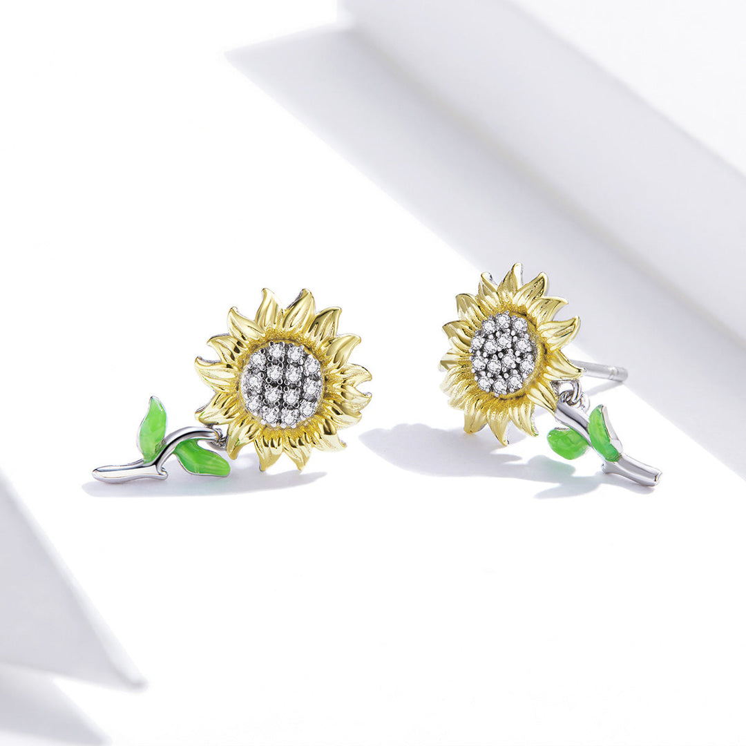 925 Sterling Silver Plated Gold Earrings with Enamel Process