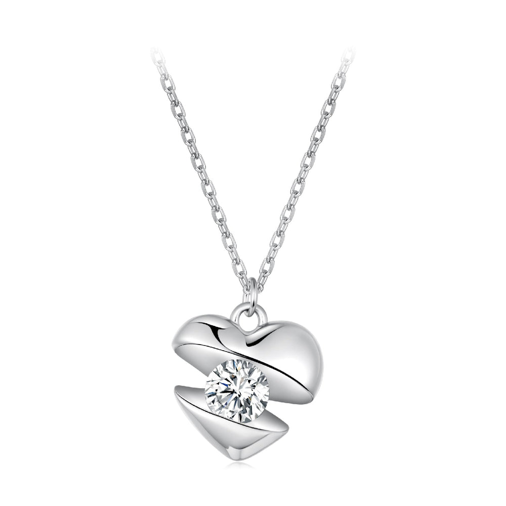 925 Sterling Silver White Gold Plated 40cm+5cm Length CZ Necklace for Women